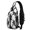 Bigfoot and Silhouette White Pattern, variant on Bigfoot and Forest Green Pattern Sling Backpack, Cycling Sling Bag with Earphone Port, Breathable Padded Back Gift Ideas for Hiking Cycling Walking