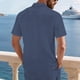 thumbnail image 4 of Ceisia Men's Relaxed Fit Short Sleeve Cuban Collar Cotton Linen Blend Shirt with Dual Chest Pockets Navy M Gifts, 4 of 9
