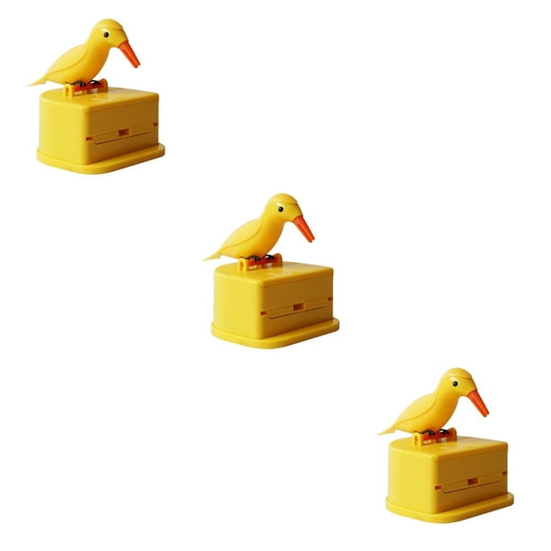 Caja de palillos Injueey Dispensador Automático Forma de Pájaro ABS Amarillo 3Conjunto