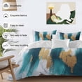 thumbnail image 3 of 3 Piece Abstract Teal Gold Duvet Cover Set Twin Size, Microfiber Comforter/Quilt Cover with Corner Ties and 2 Pillowcases, Green White Wall Art Textured All Season Soft Bedding with Zipper Closure, 3 of 8