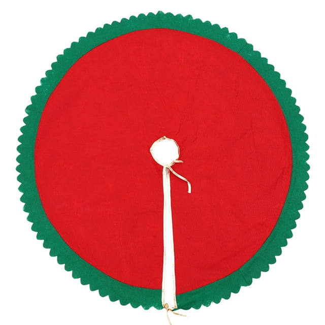Ohufall 35.4 Inches Christmas Decorations Christmas Tree Skirt Tree Skirt Solid Color Contrast Macrame Apron For Christmas Tree Ornaments