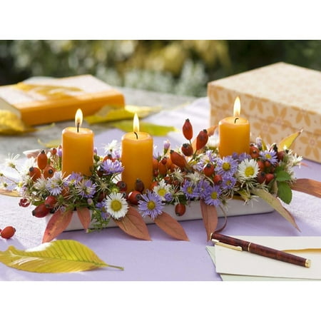 - Northlight Seasonal 'Floral and Berries Candle Centerpiece' Photographic Print on Canvas