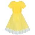 thumbnail image 2 of Robe Fille 2-en-1 Dentelle Jaune Manches Courtes Robe de Fête 6 Ans, 2 of 6