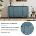 thumbnail image 5 of Retro 59'' Large Storage Cabinet 4-door Sideboard with Distressed Finish and Adjustable Shelves, Solid Wood Console Table Buffet Sideboard for Entryway Kitchen Dining Room Living Room, Navy, 5 of 9