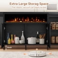 thumbnail image 6 of 80" Sideboard Buffet Cabinet with 40" Decorative Fireplace, Storage Cabinet with 4 Doors & Open Shelf for Dining Room or Living Room-Black, 6 of 10