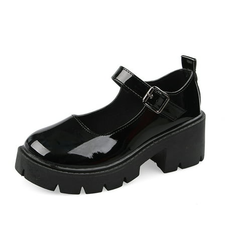 

Women‘s Buckle Strap Mary Jane Platform Anti-slip Round Toe Shoes Lightweight Solid Color Shoes