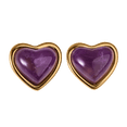 thumbnail image 3 of LuckyLy Aretes Mujer de Corazón con Piedras Naturales, Acero Inoxidable con Baño Oro 14k – Joyería para Mujer, Regalos para Mujer San Valentín y Navidad, Regalos para Mamá Cumpleaños, violeta Unitalla, 3 of 6