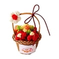 thumbnail image 2 of Beforeyayn Crochet Flower Basket, Handmade Knit Bouquet In Basket For Gift Givers, Farmhouse Shelf And Table, Gifting For Thanksgiving Hostess Or Teacher., 2 of 6
