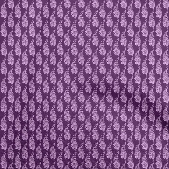 oneOone Cotton Poplin Purple Fabric Asian Paisley Sewing Fabric By The Yard Printed Diy Clothing Sewing Supplies 56 Inch Wide
