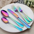 thumbnail image 5 of 5 Piece Silver Set, Satin Finish Stainless Steel Cutlery Set, Kitchen Utensil Set Service, Home Restaurant Dinnerware Cutlery Set, Rainbow, 5 of 5