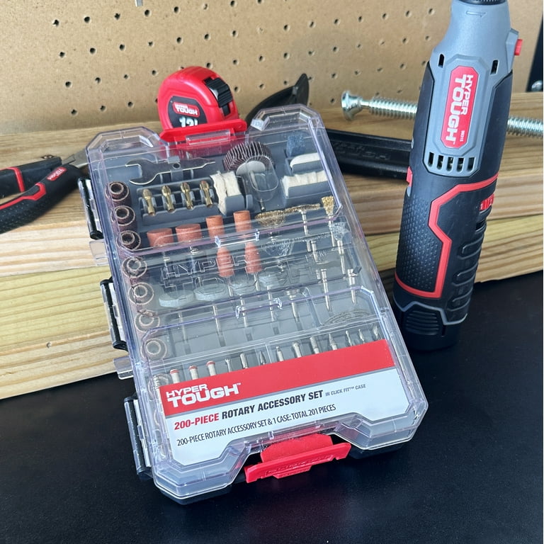 Hyper Tough Rotary Accessory Kit 200 Pieces in Click Fit Case for