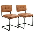 thumbnail image 6 of ONEVOG 19.3'' Mid-Century Modern Dining Chairs Set of 2, Faux Leather Cantilever Kitchen Chairs with Matt Black Legs for Kitchen Dining room, Brown, 6 of 9