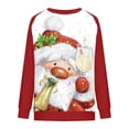 thumbnail image 4 of Puntoco Camiseta de manga casual con cuello redondo y estampado navideño para mujer Puntoco Puntoco-2177, 4 of 5