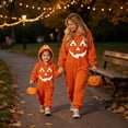 thumbnail image 3 of Halloween Pumpkin Onesie Pajamas, Flannel Hooded Jumpsuit with Jack-o-Lantern Hood, Ultra Soft Oversized Fit Loungewear for Halloween Party, Trick or Treat and Home Wear, 3 of 7