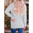 thumbnail image 2 of Women'S 2025 Fall Long Sleeve Cable Knit Sweater Open Front Cardigan Button Loose Outerwear Grey L, 2 of 6