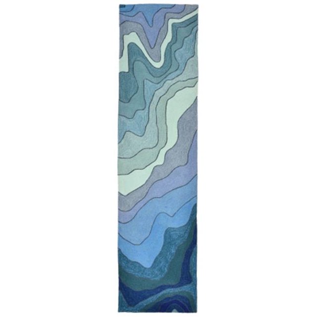 Trans-Ocean Import RVLR8226703 Raviole 2267-03 Main Tufted Water Oriental Rug&44; Bleu - 24 Po x 8 Pi.