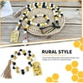 thumbnail image 5 of Wood Bead Garland with Tassels, 2 Pcs 3.25 Ft Handmade Natural Wood Farmhouse Coffee Table Decor Tiered Tray Decor Rustic Chic Wall Hanging, Yellow, 5 of 7