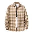 thumbnail image 1 of CEHVOM Chemise Blouse à Carreaux pour Homme à Boutons, Coupe Ajustée, Col Rabattu, Manches Longues, Haut, Soldes, 1 of 3