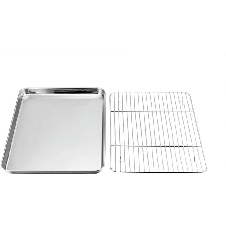TeamFar Stainless Steel Baking Sheet With Cooling Rack Set - 17.6x13 Inch Cookie Pan, Non-Toxic, Dishwasher Safe