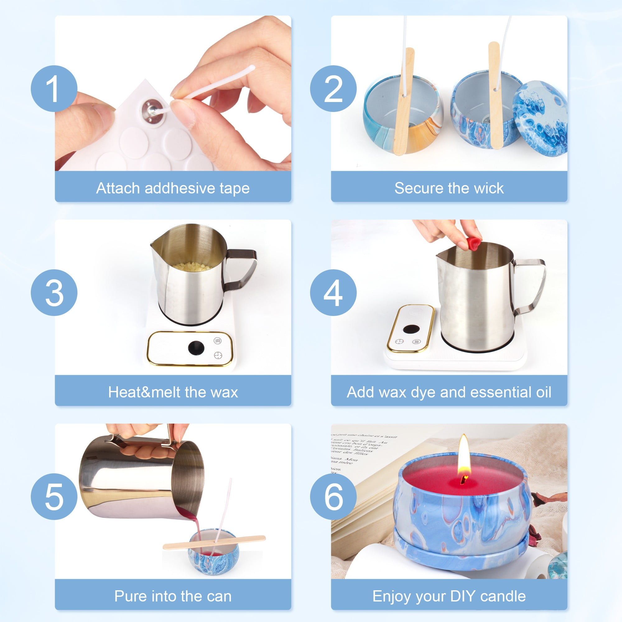Giphtpoeet Candle Making Kit with Wax Melter Complete Candle Making Supplies, Including Soy Wax, Melting Pot Rich Scents and Dyes