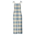 thumbnail image 5 of QATAINLAV on Sale Clearance! Women Oversized Summer Linen Wide Leg Bib Overalls Casual Sleeveless Spaghetti Strap Cute Jumpsuits Loose Plus Size Hippie Onesie Pants with Pocket Light Blue M, 5 of 6