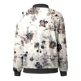 thumbnail image 5 of Wxolcjlv Women's Floral Print Bomber Jacket Full Zip Long Sleeve Casual Coat With Pockets, 5 of 5