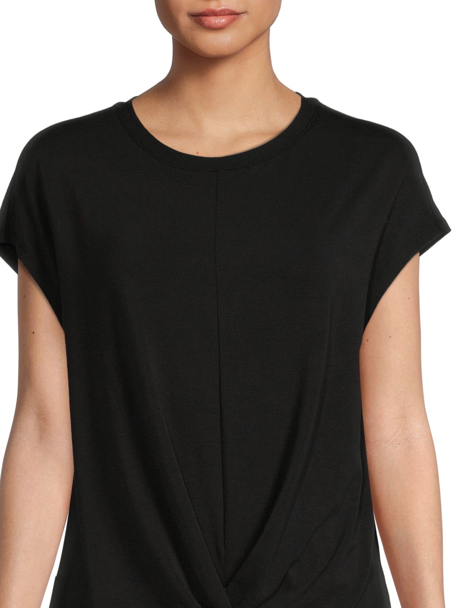 Time And Tru Women's Twist Front Top with Short Sleeves