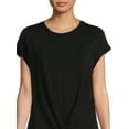 thumbnail image 4 of Time And Tru Women's Twist Front Top with Short Sleeves, 4 of 5
