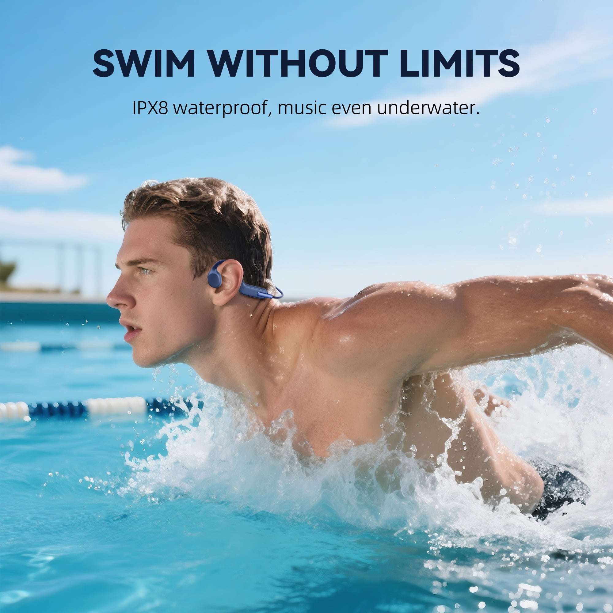 HIFI WALKER T10 Air Bone Conduction Headphones 32GB MP3 Player Bluetooth 5.3 Wireless, IP68 for Swimming