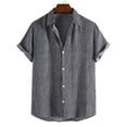 thumbnail image 2 of DPTALR Hommes Casual Boutons Plage Turndown Rayé à Manches Courtes Chemise, 2 of 9