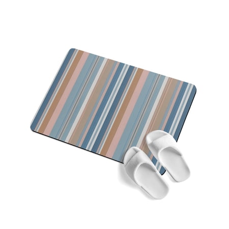 Vintage Stripes Soft Diatomaceous Earth Mat Navy Pink Blue Striped Retro Lines Absorbent Bath Mat Non Slip Rubber Backed Quick Dry Doormat Fit Under Door for Bathroom Kitchen 18 x30