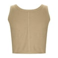 thumbnail image 7 of Cotton Linen Crop Tops Womens Loose Fit Crewneck Sleeveless Tank Top Workout Casual Summer Tee Solid Color (M, Khaki), 7 of 7