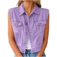 thumbnail image 2 of Haivin Women's Denim Button Vest, Solid Color Sleeveless Hoodless Design with Lapel Collar, Casual Layering Piece for Daily Wear and Outings, 2 of 6