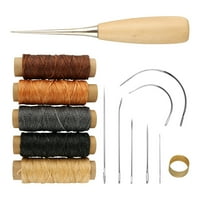 12PCS Curved Upholstery Hand Sewing Needles Sewing Needles with  Drilling Awl and Thimble for Leather Repair