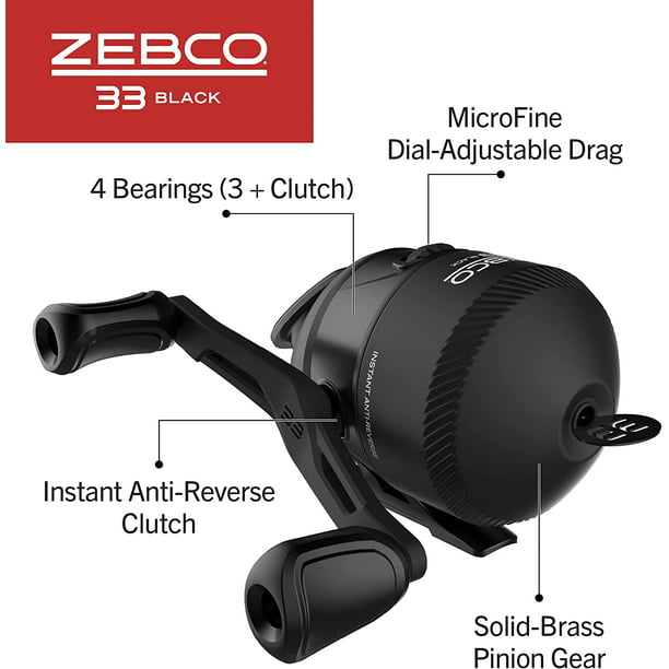  Zebco 33 Spincast Reel and Fishing Rod Combo, 5-Foot 6-Inch  2-Piece Fiberglass Rod, QuickSet Anti-Reverse Fishing Reel with Bite Alert,  Includes 29-Piece Tackle Kit, Silver/Black