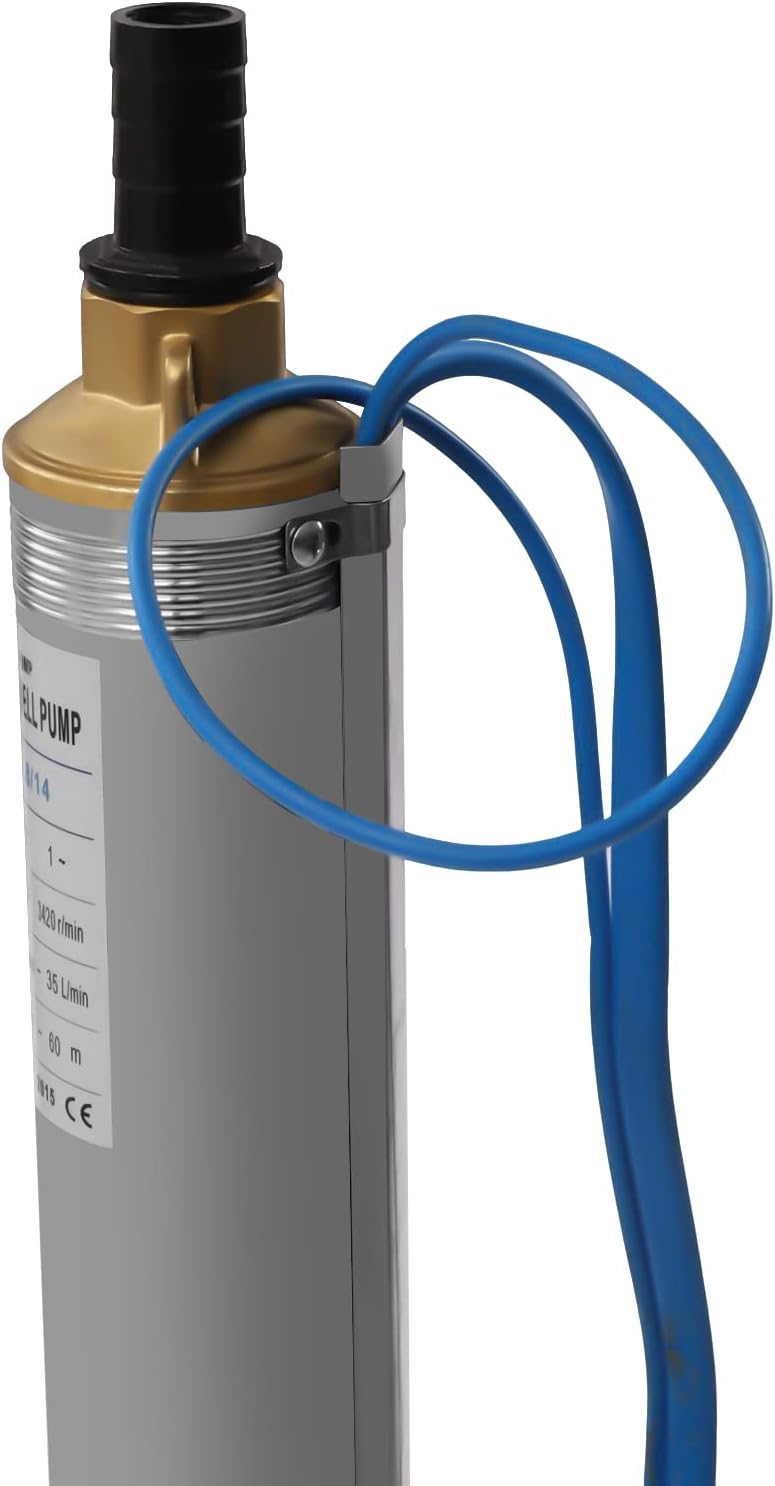 Well Pump Submersible Pump, 3" OD Pipe 110V/60HZ 0.37KW 0.5HP Stainless Steel Submersible Well Pump, 1" Outlet Submersible Bore Pump with Control Box for Agriculture Industrial Garden Home