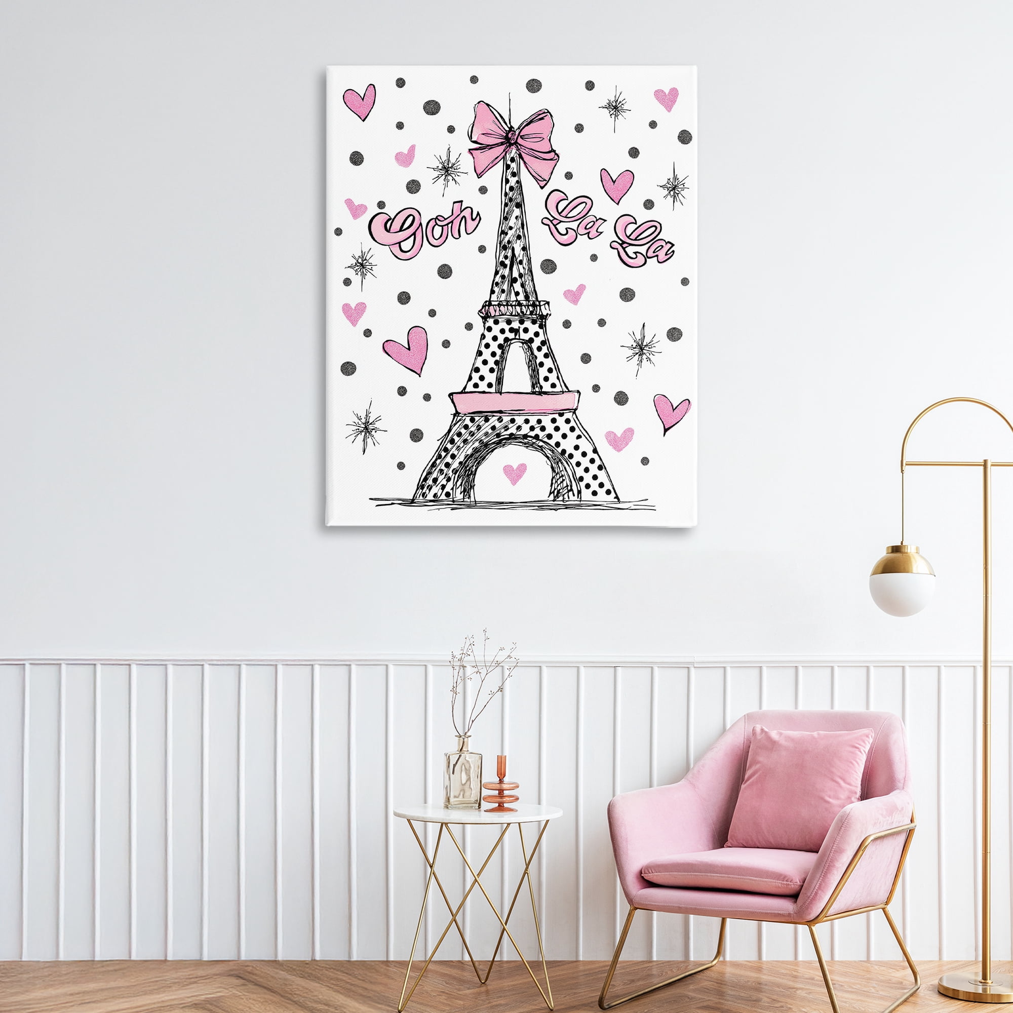 Stupell Industries Ooh La La Polka Dots Eiffel Canvas Wall Art, design by Jess Stempel