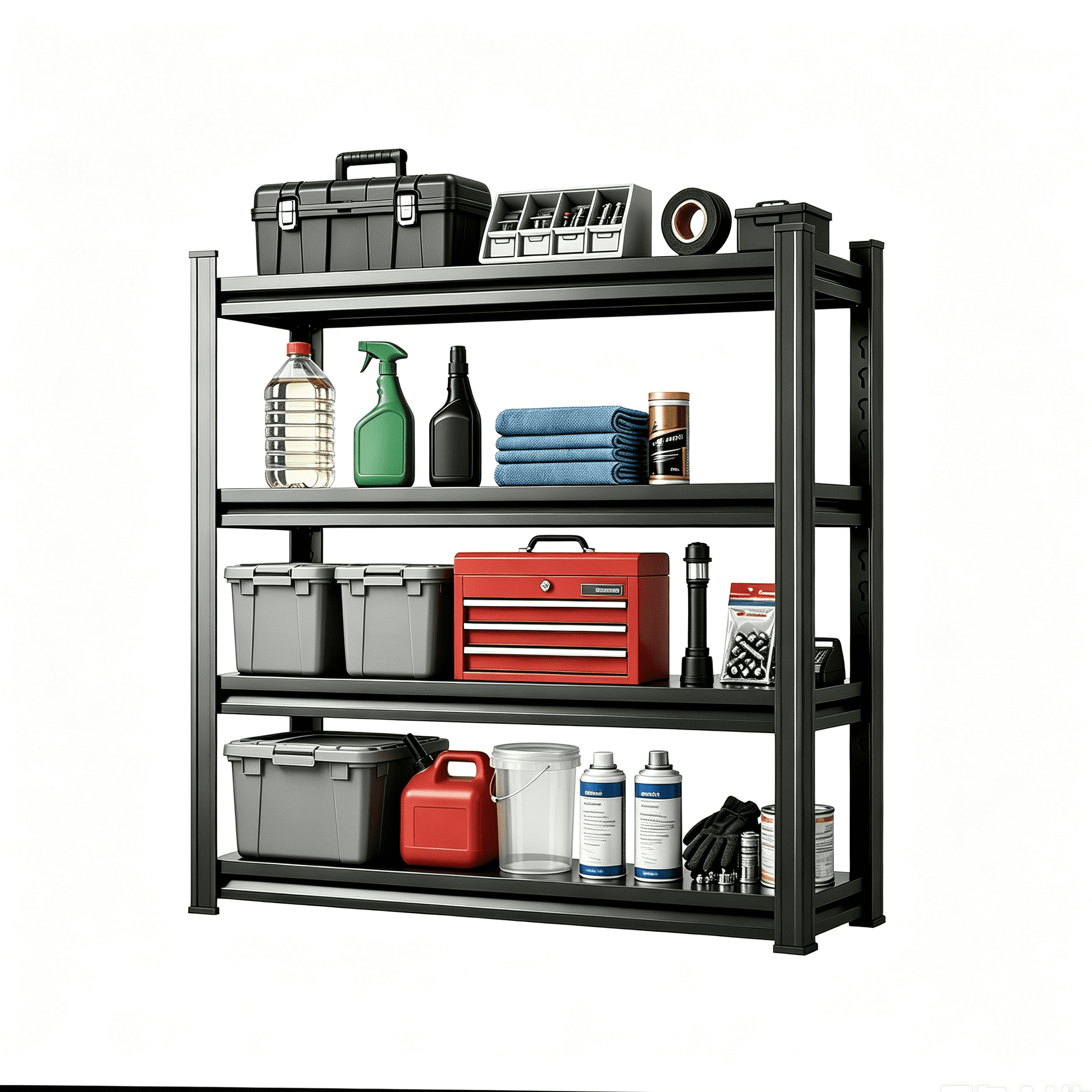 4-Tier Adjustable Height Metal Storage Shelving Unit, Heavy Duty Utility Rack for Basement, Garage, Warehouse, Tools, Supplies & Equipment Storage