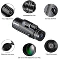 thumbnail image 4 of 120x100 Monocular Telescope With Vision, Monoculars For Adults Stargazing,bak4 Portable High Powered Spotting Scopes For Bird Watching,black, 4 of 5