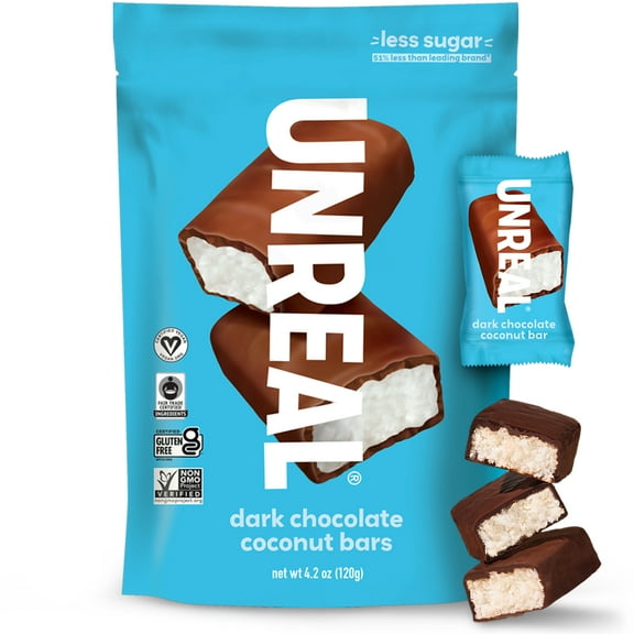 Unreal Dark Chocolate Coconut Bars, 4.2 oz Gluten Free