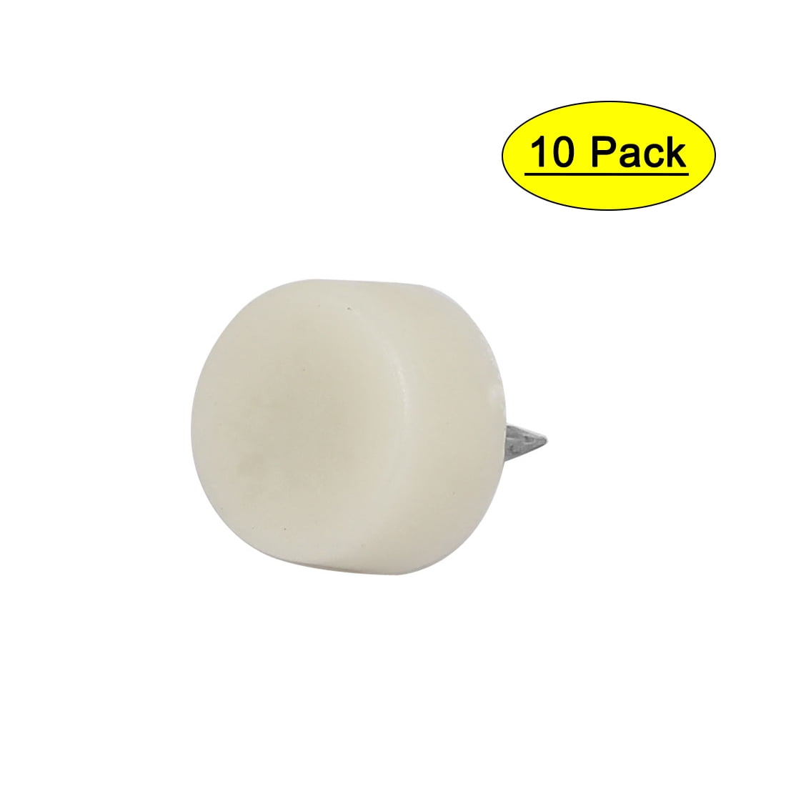 12mm Dia Round Head Plastic Nonslip Furniture Foot Glide Nails White 30pcs 