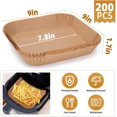 thumbnail image 2 of Doublures Jetables pour Friteuse à Air Chaud, 200 Pcs Papier Carré de 9 Pouces pour Friteuse à Air, Feuilles de Cuisson de Qualité Alimentaire pour Micro-Ondes pour Friteuse à Air de 5-7 Litres, 2 of 8