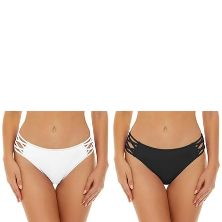 Wijhcboe 2 Pack Women Swim Towel Pants Vintage Print Low Waist Mens Swim Pants Loose Brazilian Bikini Bottom Swimwear Briefs Beachwear Brazilian Bikini Bottom Side Tie Thong Bathing Womens Swim Bott