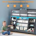 thumbnail image 4 of Low Loft Bed Twin Size with LED Lights and Montessori Storage Bookshelf, Twin Loft Bed Frame with Secret Play Space, Toy Box, Safety Guardrails and Stairs, Wood Twin Beds for Boys/Girls,Grey, 4 of 9