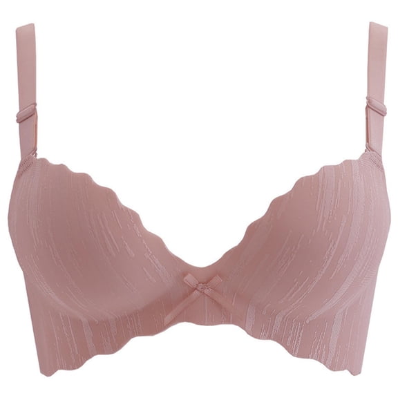 biudgviw Everyday Bras for Women Comfort Cute Front Bow Knot Liftup Bralettes Seamless Scalloped Adjustable Strap Bras