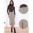 thumbnail image 2 of DARING DIVA Women's Vintage Fall Slit Office Work Skirts with Belt Medium Coffee, 2 of 6