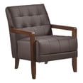 thumbnail image 1 of Pemberly Row Button Tufted Accent Armchair in Dark Brown Leather Wood Frame, 1 of 9