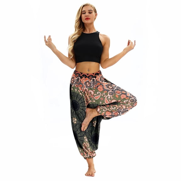 Aoochasliy Womens Pants Clothes Casual Summer Loose Yoga Trousers Baggy Boho Aladdin Jumpsuit Harem Pants