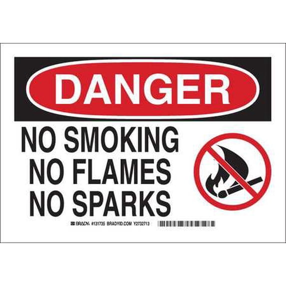 No Smoking, Danger, Polyester, 7" x 10", Adhesive Surface, Not Retroreflective