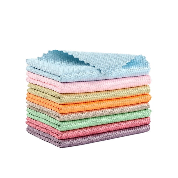 Paños de limpieza de microfibra para vidrio, 10 unidades, limpiador de vidrio y ventanas de microfibra premium, sin pelusa, limpia rápidamente ventanas, anteojos, parabrisas, espejos, -12 x